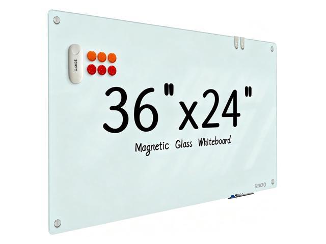 Glass Whiteboard - Glass Dry Erase Board 36' x 24' Magnetic White Board Glass Writing Board White Boards for Walls Wall Office Home