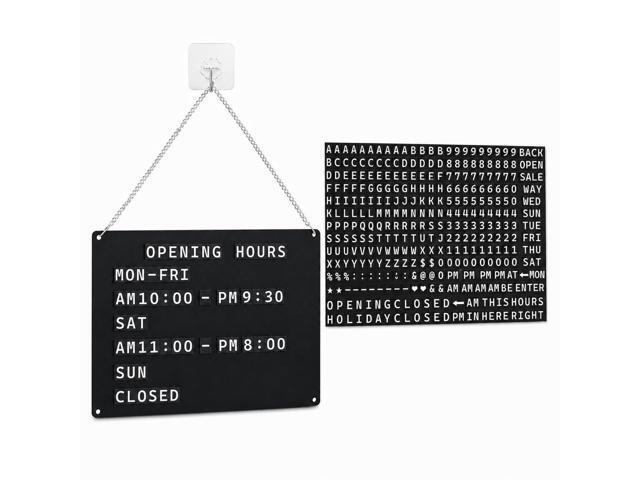 Changeable Hanging Message Sign for Store Hours and Entry Information Reusable display board with magnetic letters,numbers,symbols,and preset...