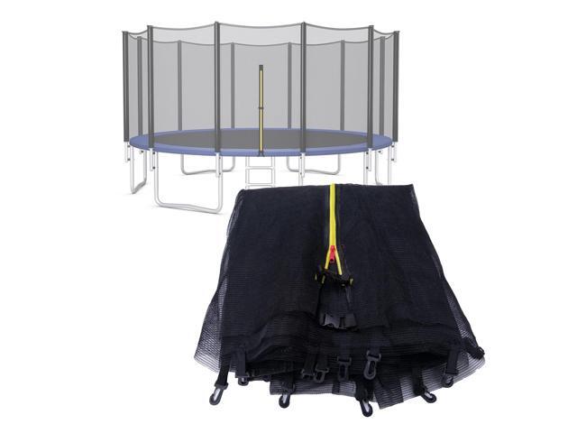 Trampoline Net Replacement 8/10/12/14/16FT Safety Enclosure Nets Double Head Zipper, Breathable Weather-Resistant Netting, with Adjustable...