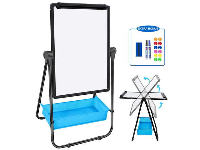 Dry Erase Board with Stand - Double Sided 28'x20' Portable Writing Whiteboards, Height Adjustable & 360° Rotating U Stand Magnetic Whiteboard for...