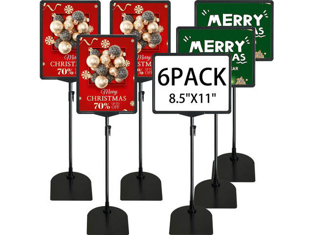 Sign Holder, 8.5 x 11 Inch Sign Stand with Adjustable Height Snap Open, Reusable Sign Stands for Display Advertising Business Signage, Vertical and...