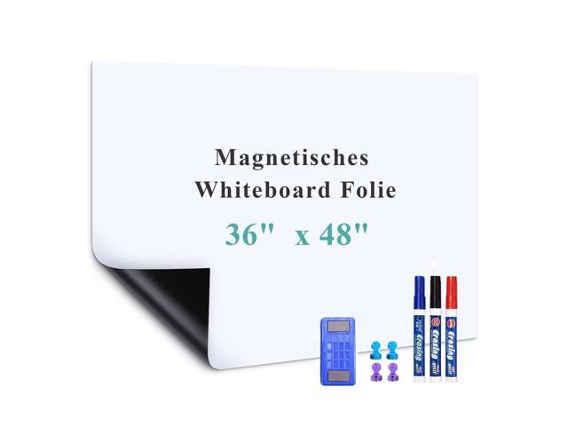 White Board Adhesive Contact Paper, 48' x 36' Stick on Magnetic Whiteboard Roll, Dry Erase Board for Wall, Easy to Write and Clean Magnetic Board.