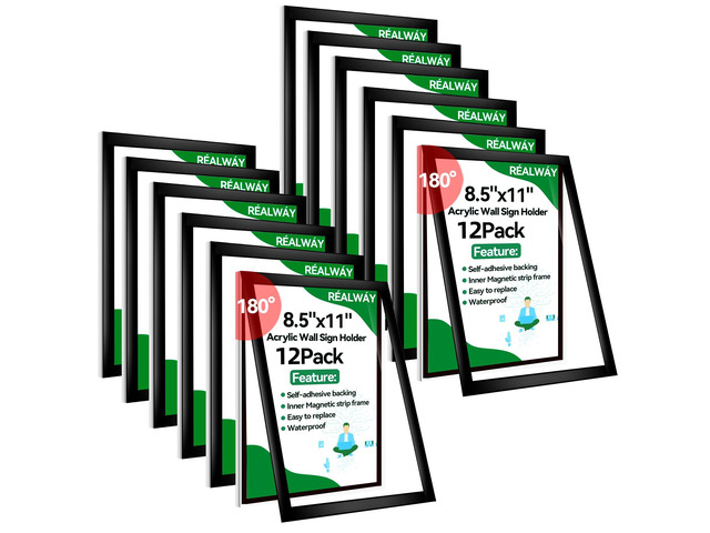 8.5' x 11' Acrylic Sign Holder Wall Mount, Acrylic Wall Sign Holder With Tape,Clear Plexiglass Self-adhesive Plastic Display Frame, Door/Window...
