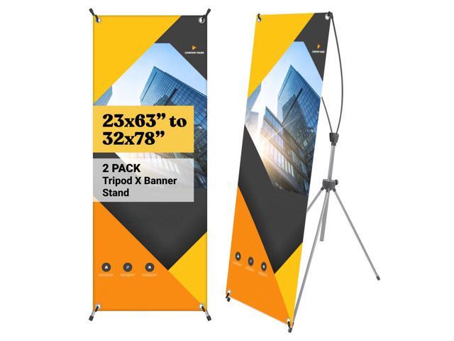 X Banner Stand, Banners & Signs for Business - 23inch x 63inch to 32inch x 78inch Adjustable Banner Holder - Portable Retractable Banner with Bag -...