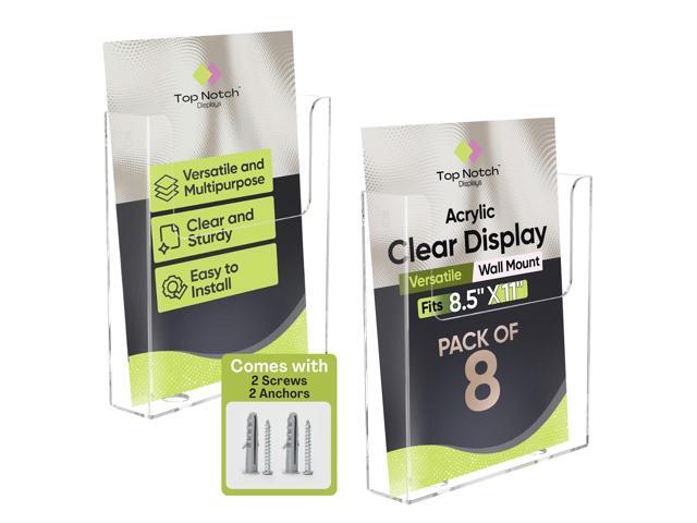 Acrylic Brochure Holder for Wall Mounting, Clear Display for 8.5' x 11' Flyers, Literature Holder for Magazines, Pamphlets, Menus, Includes Screws...