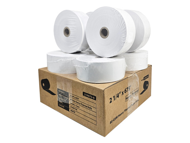 (8 Rolls) 2 1/4' x 675' Heavy Weight ATM Paper Rolls, 8 Rolls/Case, 80 GSM BPA Free ATM Machines Thermal Paper Rolls G2500 GT3000 Tranax MB 1700...