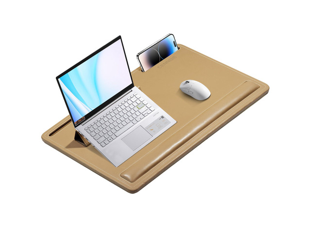 Leather Lap Desk for Laptop, 24 x 16 inches (Brown) With Memory Foam Cushion & Built-in Wrist Rest, Portable,Adjustable Laptop Desk Fits up to 19...