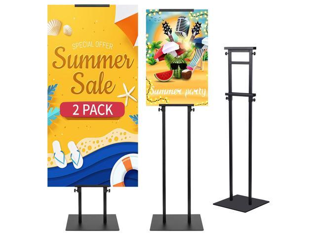 Poster Stand Heavy Duty - 2 Pack Pedestal Poster Stands for Display, Adjustable Height up to 80 Inch, Double Sided Black Floor Standing Sign Holder.