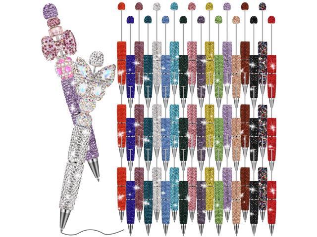 54 Pcs Rhinestone Beadable Pens Bulk Glitter Diamond Bling Beaded Ballpoint Pens DIY Craft Making Kit for Office Teacher Appreciation Thank You...
