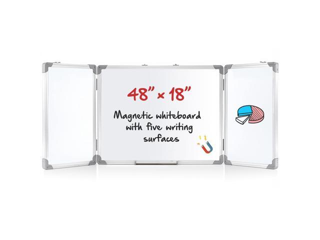 48 x 18 Foldable Whiteboard Dry Erase Board Large Tri Folding Whiteboard Magnetic Dry Erase Board, Wall Aluminium Frame and Flip Out Pen Tray for...