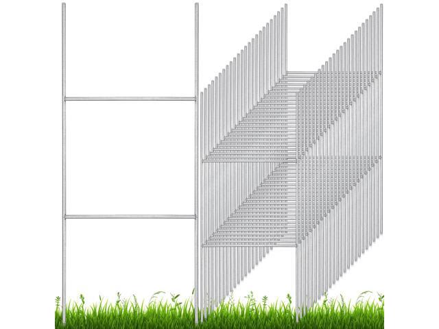 60 Pcs H Stake for Yard Sign 24'' x 10'' Metal Heavy Duty H Frame Lawn Wire Stake Metal Sign Holder Bulk for 250 Anniversary USA 4mm 5mm Corrugated.