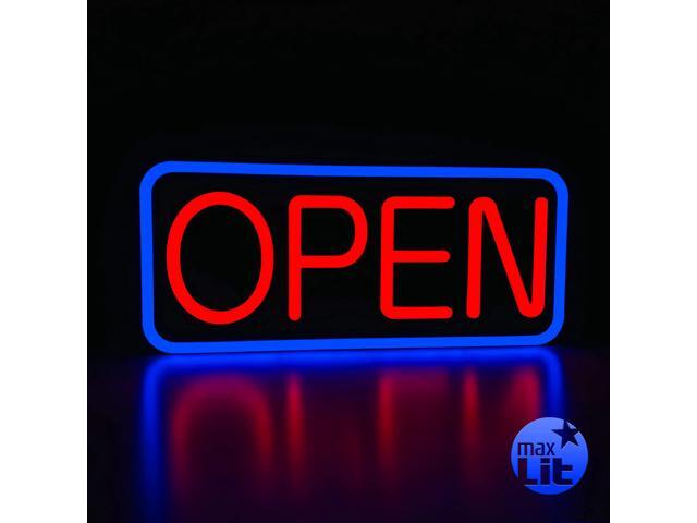 21'' X 10'' New Ultra Bright LED Neon Sign - OPEN - Remote Controlled - Energy Efficient & Durable (Blue/Red)