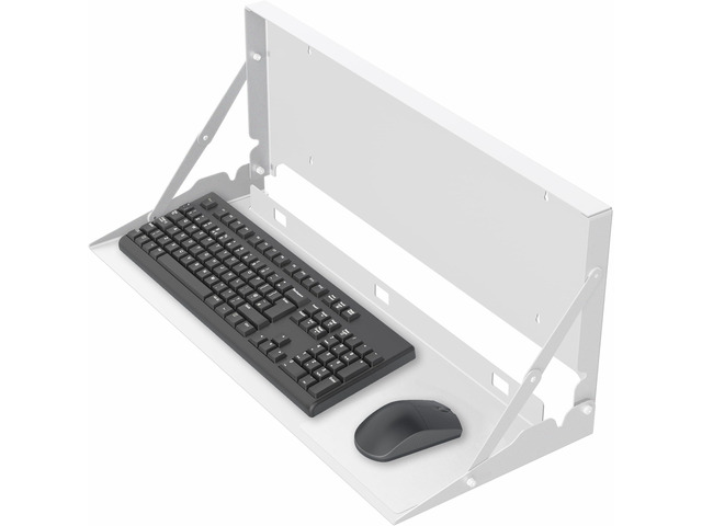 White Flip Down 24 Inch Keyboard Tray Wall Mount, MOUNT-FDKB1-W Fits Standard Size Keyboards and Mice, Fold Down Typing Platform, Space Saving...