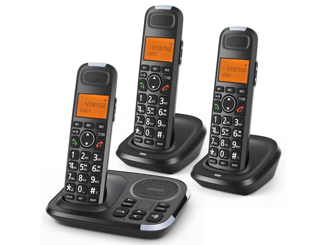 D1015 DECT 6.0 Expandable Cordless Phone System with Answering Machine, Caller ID, Big Buttons, Speakerphone, Audio Assist - Home & Small...