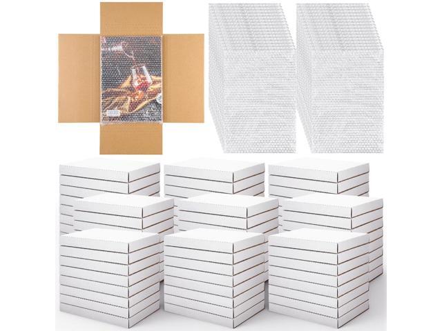 100 Pack Corrugated Comic Book Mailers 7.8 x 11 x 1.2 Inch with 100 Bubble Bags, Comic Book Shipping Box Fold Cardboard Photo Box for Mailing.