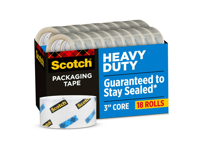 Heavy Duty Shipping Packing Tape, Clear, Shipping and Packaging Supplies, 1.88 in. x 54.6 yd., 18 Tape Rolls