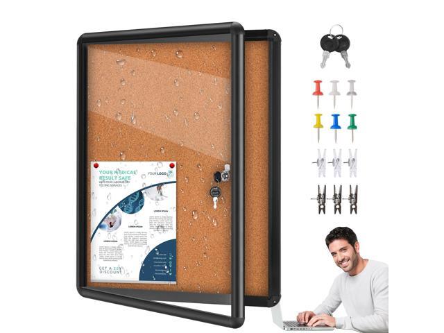 26'x20' Enclosed Cork Bulletin Board Waterproof Display Case,Aluminium Fram Shatter Resistant Lockable Bulletin Board with Clear Acrylic Door for...