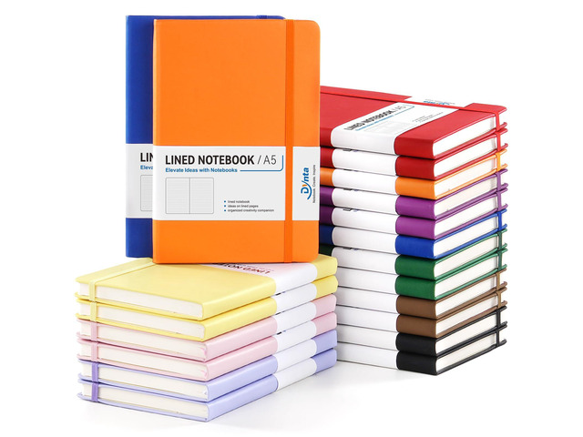 20 Pack Hardcover Leather Journal Notebooks, A5 College Ruled, 200 Pages/100 Sheets, 5.8 x 8.4 inch, 10 Colors, Bulk for Business/Office/Work