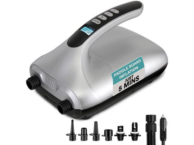 Paddle Board Pump Electric - Portable 20 PSI Dual-Stage Air Compressor for Super Fast Inflation and Deflation, Auto-Off, LCD Display and 12V Car...