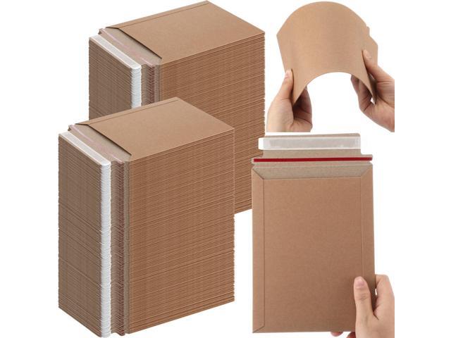 400 Pieces 6x8 Rigid Photo Mailers, 350gsm Keep Flat Cardboard Shipping Envelopes with Self Adhesive for Photos, Documents, Prints, CDs, Small...