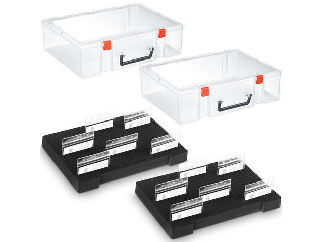 2 Pcs Name Tag Holder with Case, Foam Name Badge Storage Tray Holds 48 Badges ID Badge Tray Organizer for Desk Classroom Office School, 14 x 10.6 x...