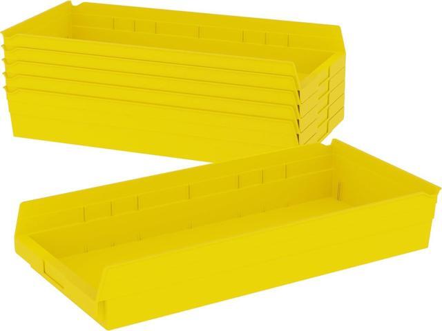 30174 Heavy Duty Plastic Shelf Bins, 24'x 11'x 4', Yellow, 6-Pk Heavy Duty Nesting Storage Bins for Garage, Closet, Refrigerator, Kitchen,.
