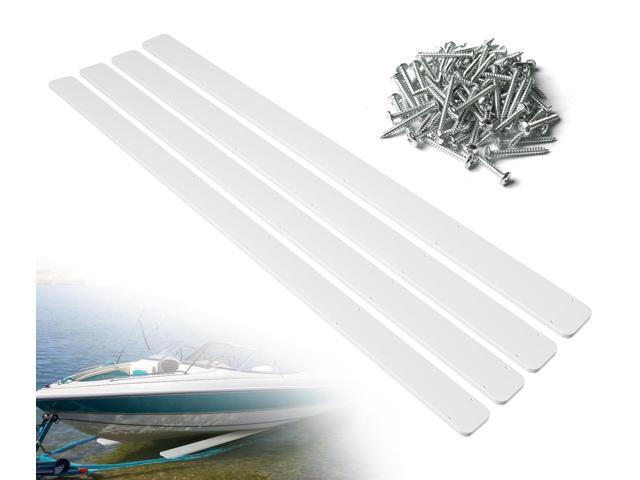 Boat Trailer Bunk Slides, 3'x48', 5'x48', 5'x57', Heavy Duty PE Glide Pads for Full Support, Kits of 2 or 4, Black, White, Pre-Drilled Holes and...