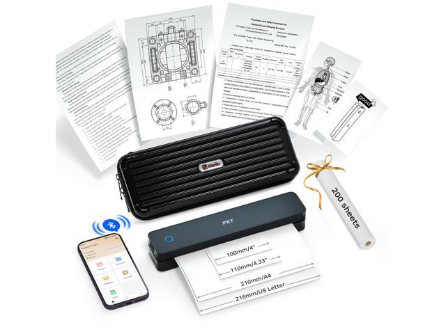 MT610 A4 Thermal Printer with Case & 200 Sheets, Bluetooth & USB Portable & Compact, Inkless Printer for Travel, Remote Work, Truck Drivers,.