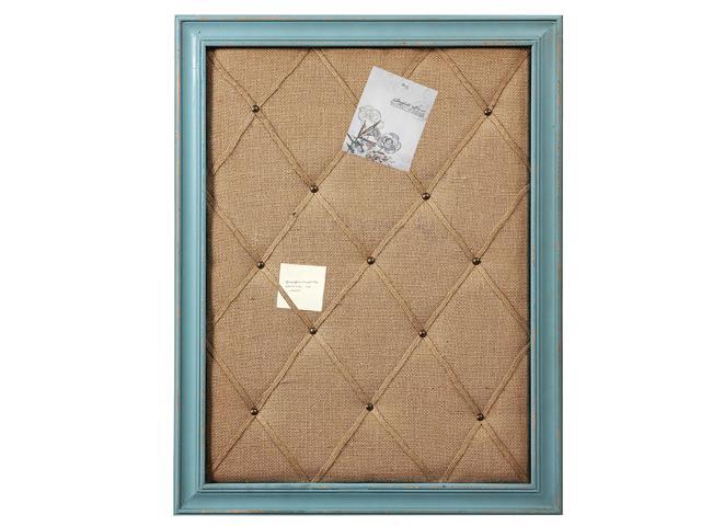 21x27 Blue Framed Fabric Bulletin Board with Ribbon, Large Note Board Vision Photo Display Board, Pinboard Wall Organizer, Decorative Note...