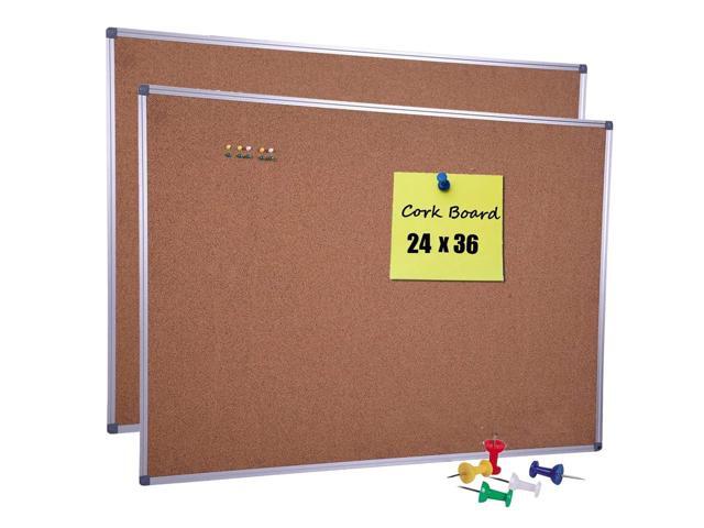 2-Pack Cork Board 36 x 24 Inch, Aluminum Frame Bulletin Board for Walls, Large Self-Healing Vision Board for Office, School, and Home, Hanging...