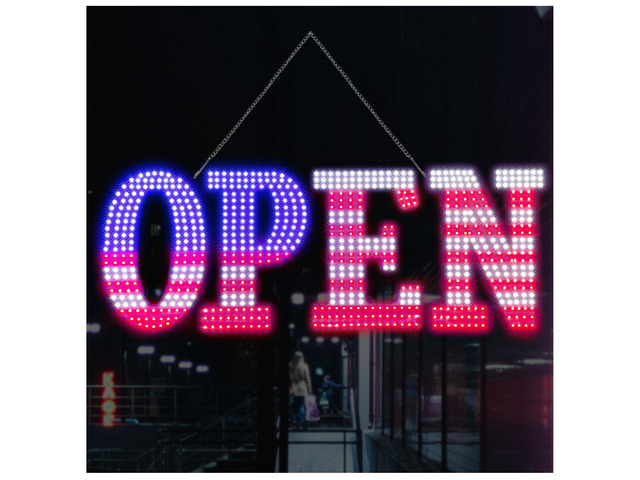 Open Signs for Business,30x10 inch USA Flag Open Sign Led for Window Wall Door w/Remote Control Bar Cafe Salon Barber Resturant Retail Store