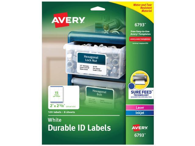 Durable ID Labels, Permanent Adhesive, 2 x 2-5/8, 5 Packs (6793)