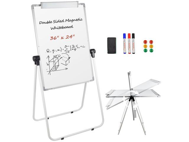 Stand White Board - 36 x 24 Inch Double Sided Magnetic Dry Erase Board with Stand Height Adjustable, 3' x 2' Flip Chart Easel Stand Portable(White)