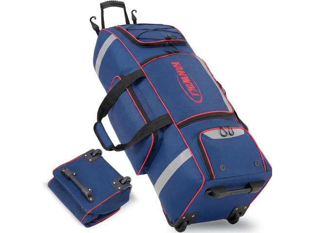 81L Rolling Baseball Bag with Wheels, Softball Catchers Gear Bags for 4 Bats (Fits Up To 34'), Separate Shoe Compartment, Safety Reflective Strip,.