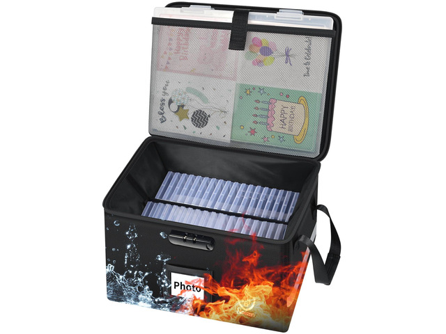 Fireproof Photo Storage Box with Lock, with 39 Cases for 4x6 & 8x12 Waterproof Picture & File Organizer, Portable Photos Boxes Containers for...