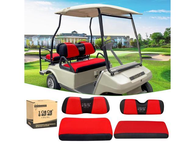 Golf Cart Front Rear Seat Cover Set for EZGO TXT RXV & Club Car DS 2000-up(Flat Backrest), Made w/ 3D Air Mesh Polyester Fabric Breathable Washable