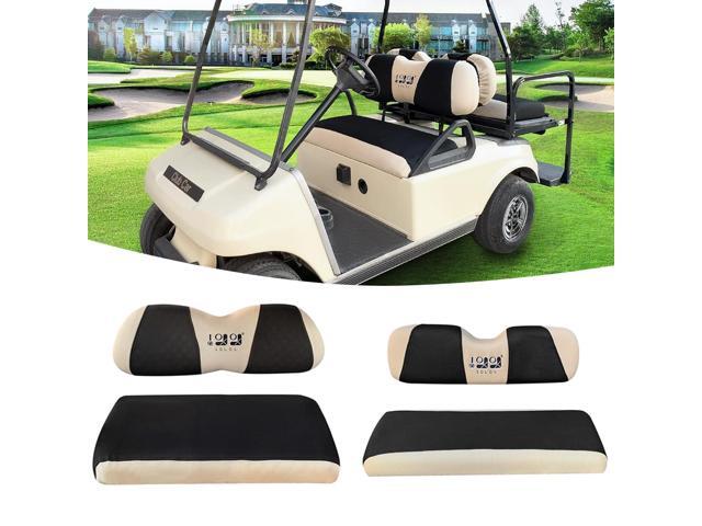 Golf Cart Front Rear Seat Cover Set for EZGO TXT RXV & Club Car DS 2000-up(Flat Backrest), Made w/ 3D Air Mesh Polyester Fabric Breathable Washable