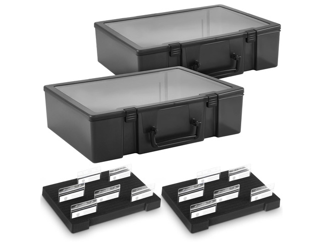 2 Pcs Name Tag Holder with Case, Foam Name Badge Storage Tray Holds 48 Badges ID Badge Tray Organizer for Desk Classroom Office School, 14 x 10.6 x...
