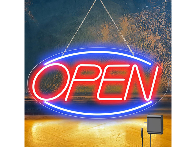22' X 11' Led Neon Open Signs for Business, Large Open Signs, Plug In Electric Light Up with ON/OFF Switch, Ultra Bright Open Sign for Bar Salon...