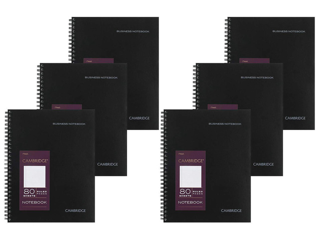 Limited Notebook, 6 Pack Black Notebook, Legal Ruled, Professional Business Notebook, 80 Sheets, Spiral Wirebound Office Journal & Notebook For...