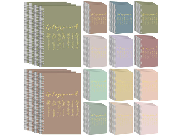 48 Pcs Floral Christian Spiral Notebook Set A5 Back to School Christian Gifts God Says You Are Bible Verse Inspirational Prayer Journal with Gold...