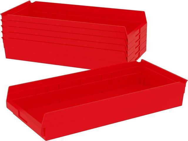 30174 Heavy Duty Plastic Shelf Bins, 24'x 11'x 4', Red, 6-Pk Heavy Duty Nesting Storage Bins for Garage, Closet, Refrigerator, Kitchen, Cabinet,...