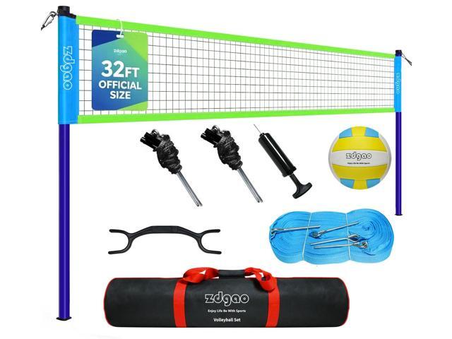 32FT Outdoor & Portable Volleyball Net-Adjustable Thick Dia Poles Completed Set;Easy Setup & Carry;Good for Backyard & Outdoor...