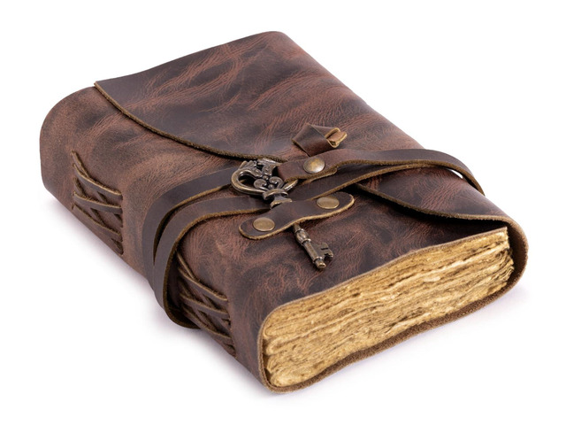 Vintage Leather Journal - Antique Handmade Deckle Edge Vintage Paper Leather Bound Journal - Book of Shadows Journal - Leather Sketchbook - Drawing...