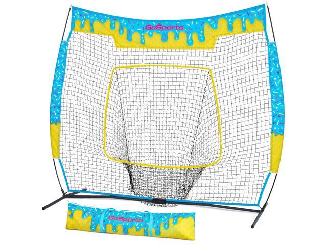 7 ft x 7 ft Baseball & Softball Nets - Red, Black, Drip or PRO - Practice Hitting & Pitching Net with Bow Type Frame, Carry Bag and Strike Zone,.