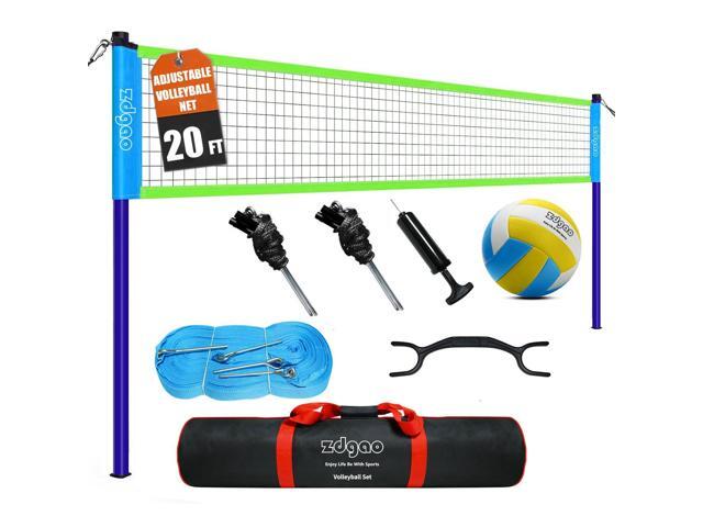 Outdoor Portable Adjustable Volleyball Net System with Bag Complete Practice Kit Height Adjustable Multiple Size for backyard, beach, and lawn...