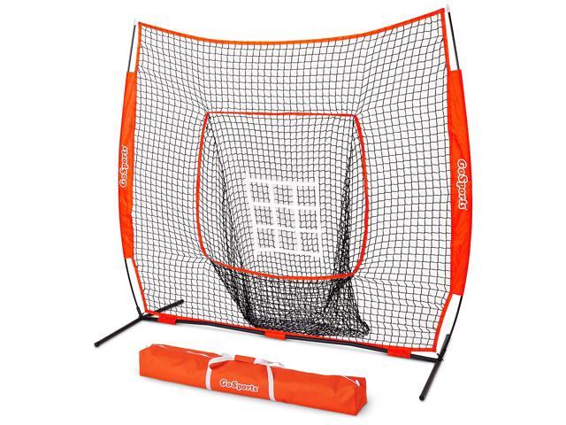 7 ft x 7 ft Baseball & Softball Nets - Red, Black, Drip or PRO - Practice Hitting & Pitching Net with Bow Type Frame, Carry Bag and Strike Zone,.
