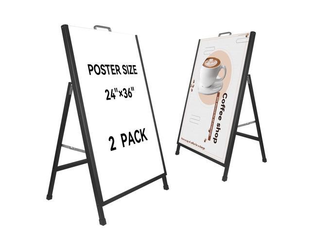 Heavy-Duty A Frame Sidewalk Sign 24x36 Inch Sandwich Board,Outdoor Poster Stand Portable Folding Store Advertising Display Stand, Black 2 PackFrame...