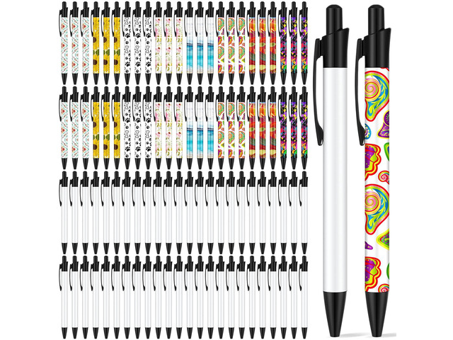 Sublimation Pens Blank Heat Transfer Pen Sublimation Ballpoint Pen with Shrink Wrap White Aluminum Customized Clip Pen School Supplies for...