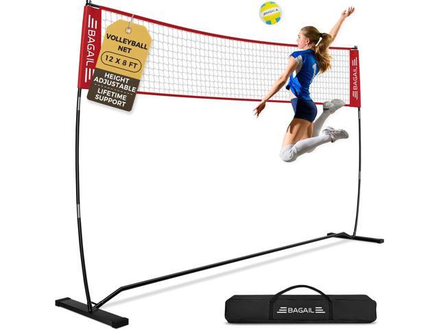 Volleyball Net, 12ft/20ft Portable Volleyball Net for Backyard - Adjustable Height, Heavy-Duty Frame, Freestanding Design - Portable Outdoor/Indoor.